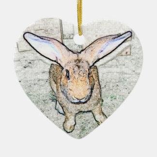 Ornement Cœur En Céramique Lapin de mai