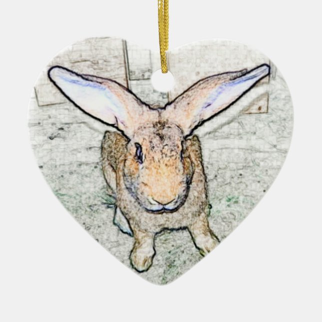 Ornement Cœur En Céramique Lapin de mai (Devant)