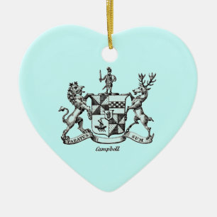 ORNEMENT CŒUR EN CÉRAMIQUE LE CREST DE FAMILLE DE CAMPBELL