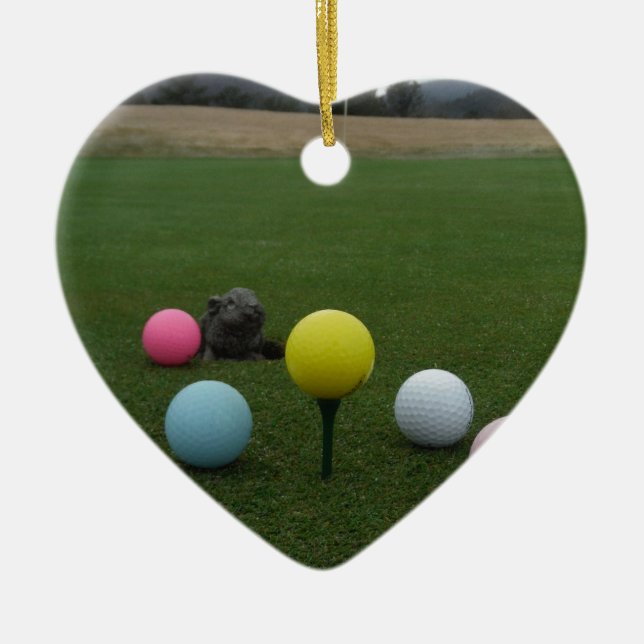 Ornement Cœur En Céramique Le golf de Pâques (Devant)