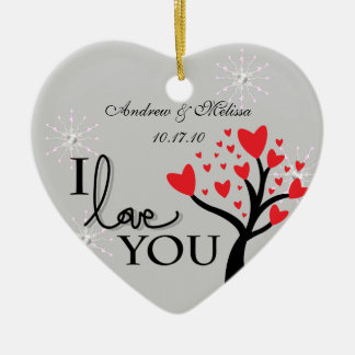 Ornement Cœur En Céramique Le mariage mignon a marié notre premier Noël
