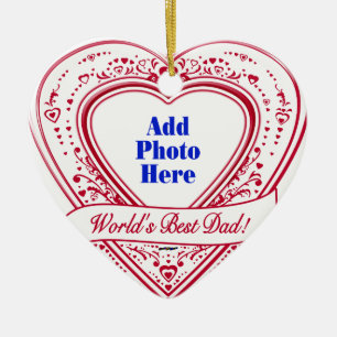 Ornement Cœur En Céramique Le meilleur papa du monde ! Photo Red Hearts