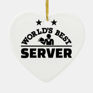 Ornement Cœur En Céramique Le meilleur serveur du monde