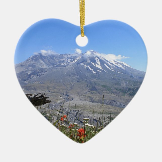 Ornement Cœur En Céramique Le Mont Saint Helens (Devant)