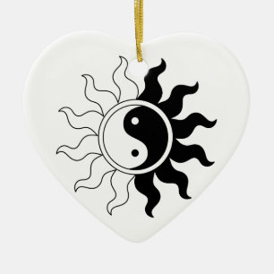 Ornement Cœur En Céramique Le soleil de yang de Yin
