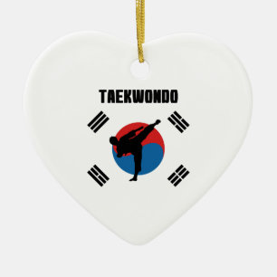 Ornement Cœur En Céramique Le Taekwondo