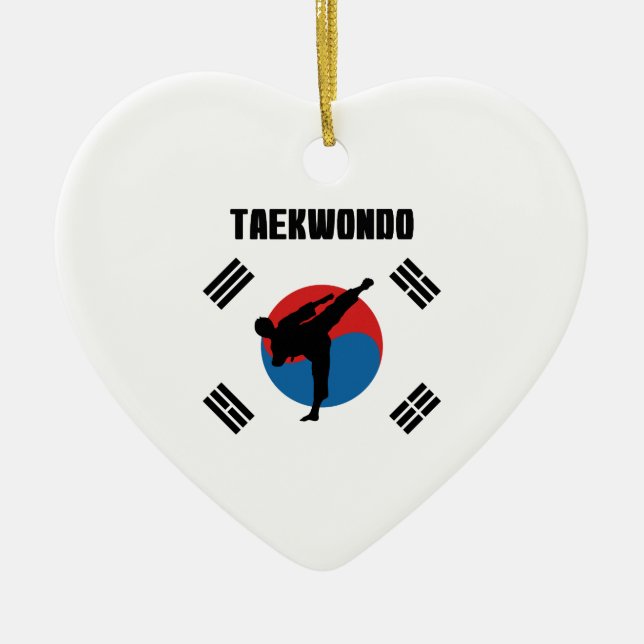 Ornement Cœur En Céramique Le Taekwondo (Devant)