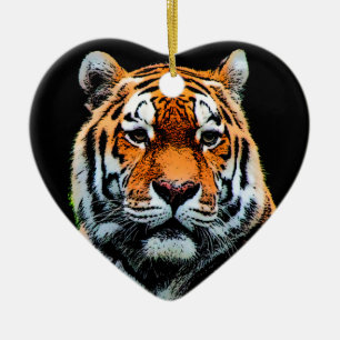 Ornement Cœur En Céramique Le tigre observe inspiré