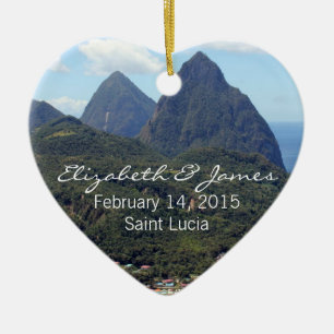 Ornement Cœur En Céramique Les pitons et le Soufriere