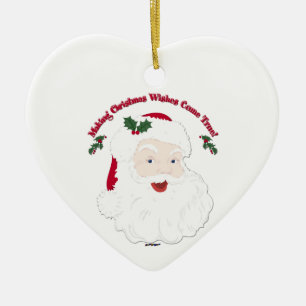 Ornement Cœur En Céramique Les rêves de Noël de la Père Noël Vintage devi