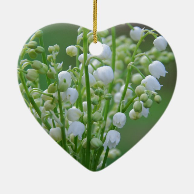 Ornement Cœur En Céramique Lily de la vallée (Dos)