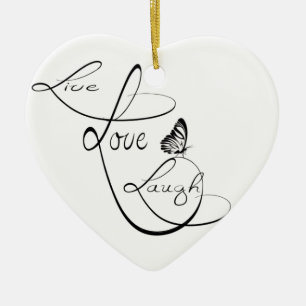 Ornement Cœur En Céramique Live love Laugh