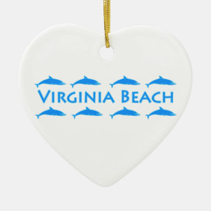 Ornement Cœur En Céramique Logo de dauphins de Virginia Beach