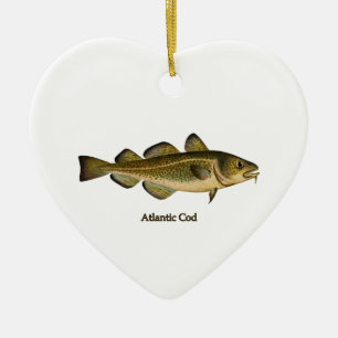 Ornement Cœur En Céramique Logo de morue atlantique