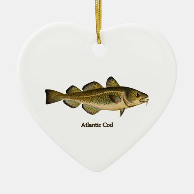 Ornement Cœur En Céramique Logo de morue atlantique (Devant)