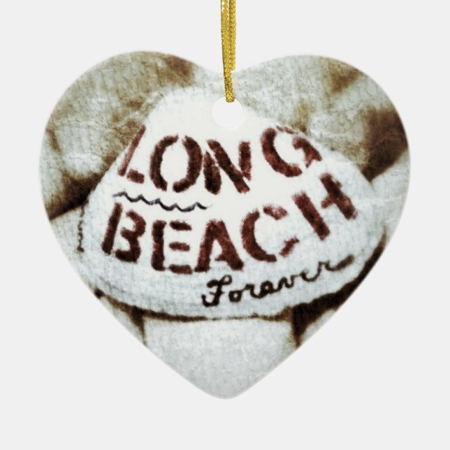 Ornement Cœur En Céramique Long Beach pour toujours (Devant)