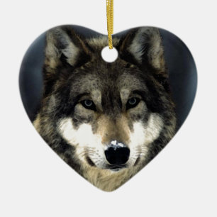 Ornement Cœur En Céramique Loup