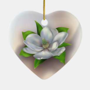Ornement Cœur En Céramique Magnolia