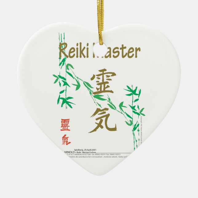 Ornement Cœur En Céramique Maître de Reiki (Devant)