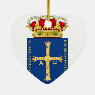 Ornement Cœur En Céramique Manteau des Asturies des bras (Espagne)