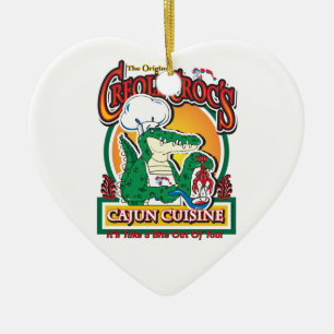 Ornement Cœur En Céramique Mardi gras Cajun Crocodile