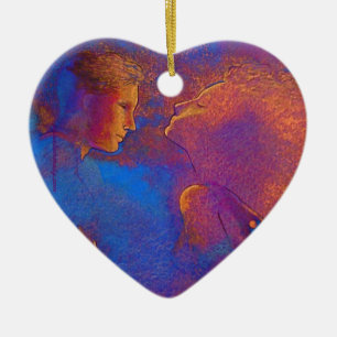 Ornement Cœur En Céramique Marque de Valentine de dévotion