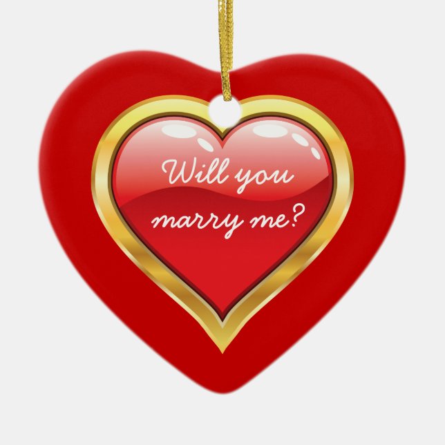 Ornement Cœur En Céramique M'épouseras-tu ? Saint-Valentin (Devant)
