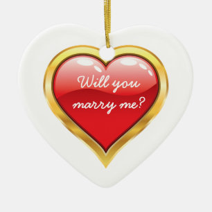 Ornement Cœur En Céramique M'épouseras-tu ? Saint-Valentin