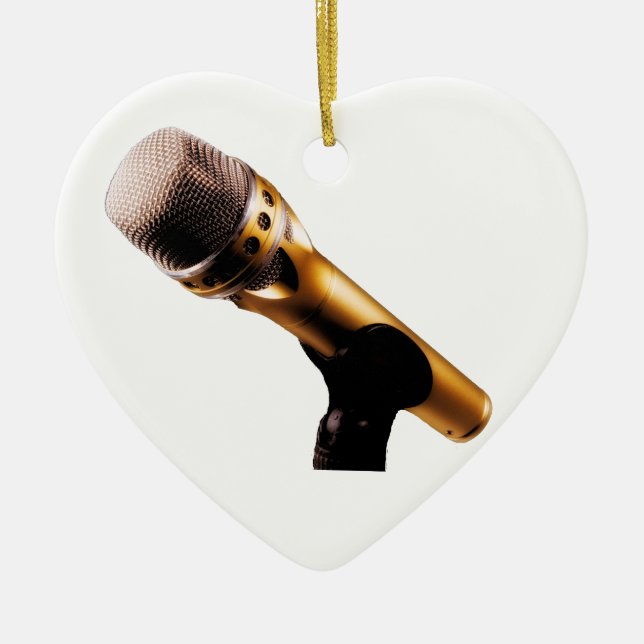 Ornement Cœur En Céramique Microphone d'or (Devant)