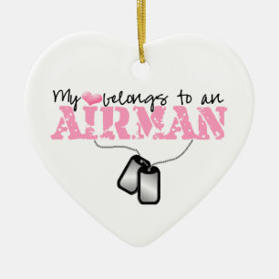 Ornement Cœur En Céramique Mon coeur appartient à un aviateur