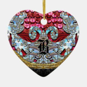 Ornement Cœur En Céramique Monogramme élégant victorien de Keulo