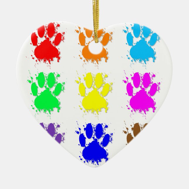 Ornement Cœur En Céramique Motif à mâchoires pour chien d'encre (Devant)