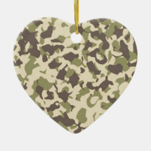 Ornement Cœur En Céramique Motif Camo