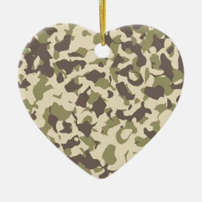 Ornement Cœur En Céramique Motif Camo (Devant)