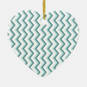 Ornement Cœur En Céramique Motif Chevron ZigZag dans Mint Green