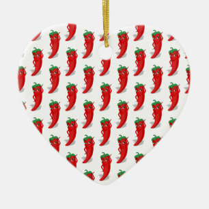 Ornement Cœur En Céramique Motif de dessin animé Red Pepper Diva