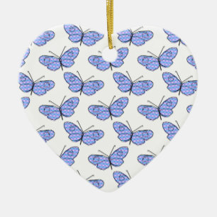 Ornement Cœur En Céramique Motif de papillon cosmique