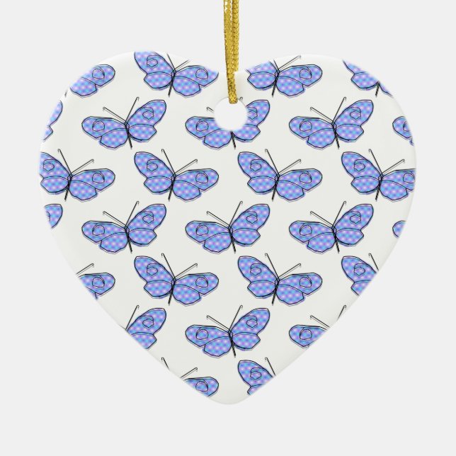 Ornement Cœur En Céramique Motif de papillon cosmique (Devant)