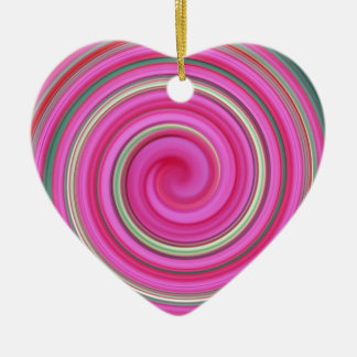 Ornement Cœur En Céramique Motif en spirale rose