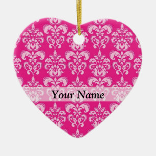 Ornement Cœur En Céramique Motif humide rose chaud