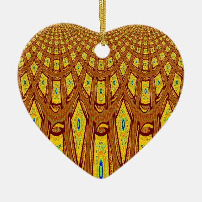 Ornement Cœur En Céramique Motif tribal africain (Devant)