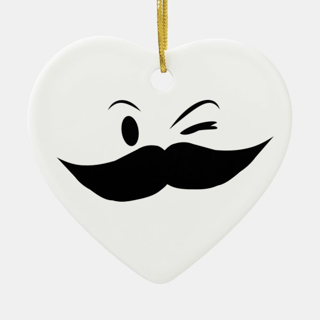 Ornement Cœur En Céramique Moustache Kinky (Devant)