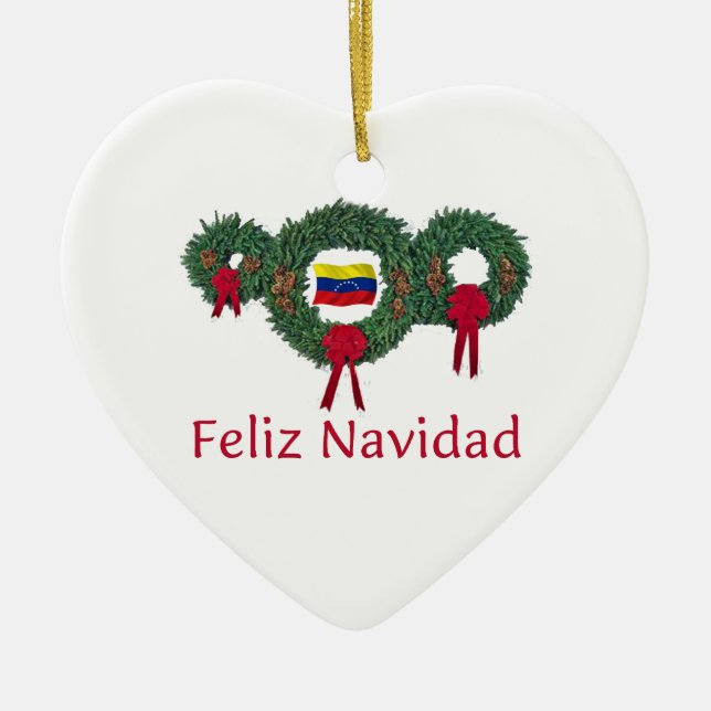 Ornement Cœur En Céramique Noël 2 du Venezuela (Devant)