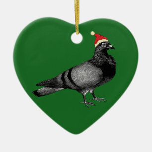 Ornement Cœur En Céramique noël des pigeons