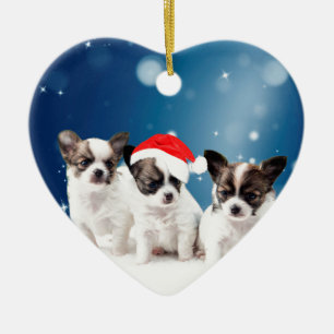 Ornement Cœur En Céramique Noël du Chihuahua