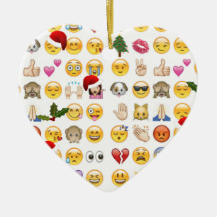 Ornement Cœur En Céramique noël emojis