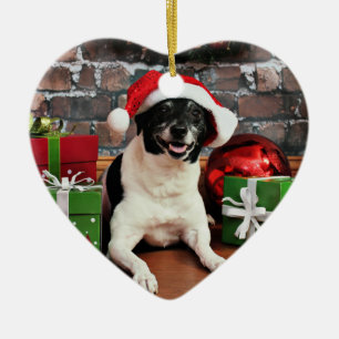 Ornement Cœur En Céramique Noël - Rat terrier - Sparky