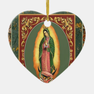 ORNEMENT CŒUR EN CÉRAMIQUE NOTRE DAME DE GUADALUPE