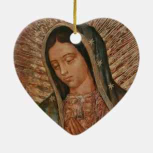 Ornement Cœur En Céramique notre dame de guadalupe