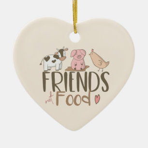 Ornement Cœur En Céramique Nourriture 2 d'amis pas